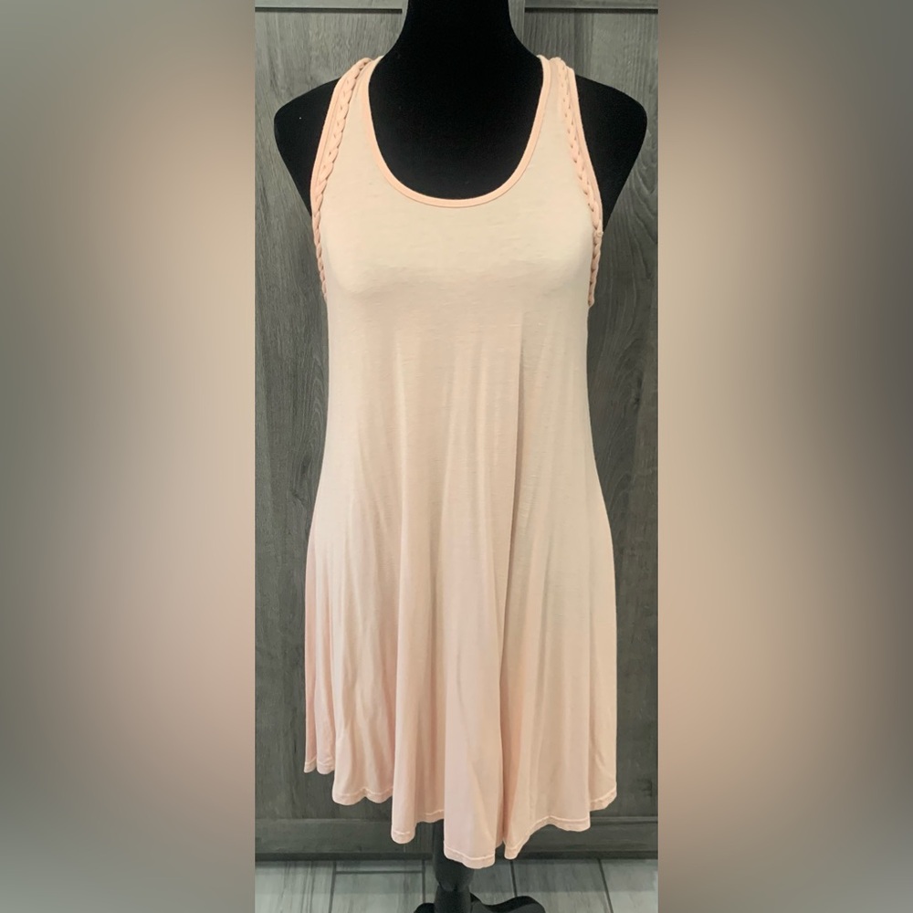 Alya Rose Pink Cotton Floral Mini Tank Sleeveless Swing Dress Women's Size XS